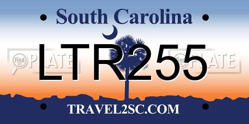 LTR255 South Carolina License Plate