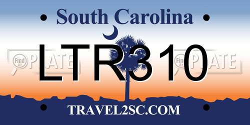 LTR310 South Carolina License Plate