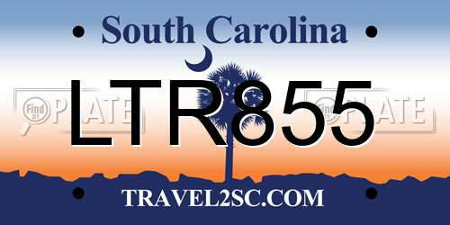 LTR855 South Carolina License Plate