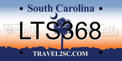 LTS368 South Carolina License Plate