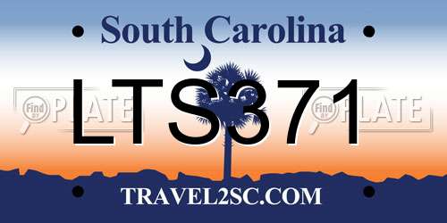 LTS371 South Carolina License Plate