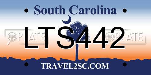 LTS442 South Carolina License Plate
