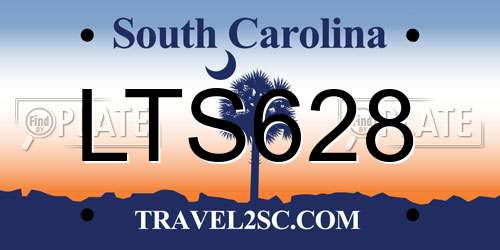 LTS628 South Carolina License Plate