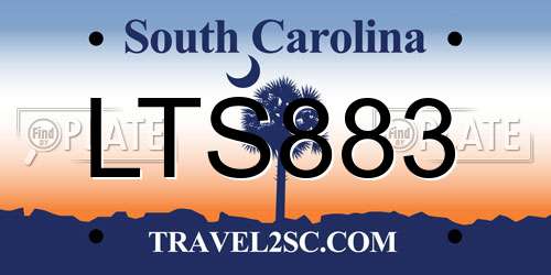 LTS883 South Carolina License Plate
