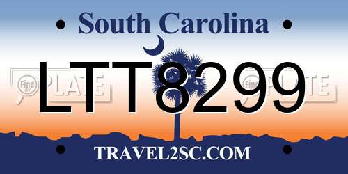 LTT8299 South Carolina License Plate