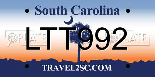 LTT992 South Carolina License Plate