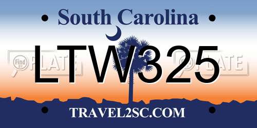 LTW325 South Carolina License Plate