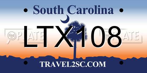 LTX108 South Carolina License Plate