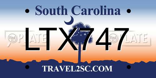 LTX747 South Carolina License Plate