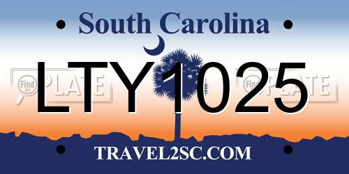 LTY1025 South Carolina License Plate