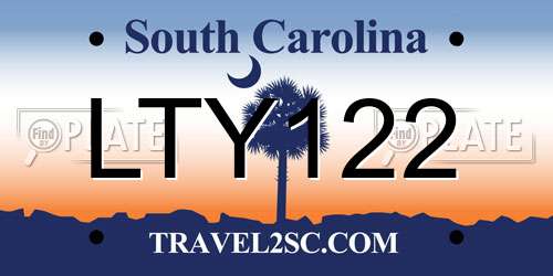 LTY122 South Carolina License Plate