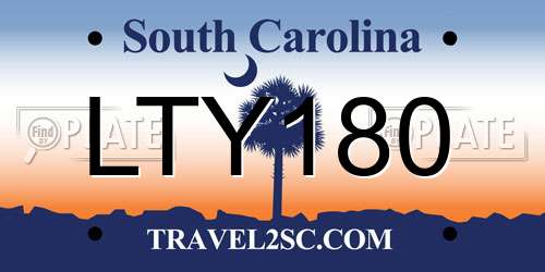 LTY180 South Carolina License Plate