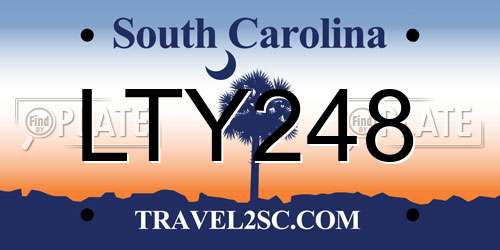LTY248 South Carolina License Plate