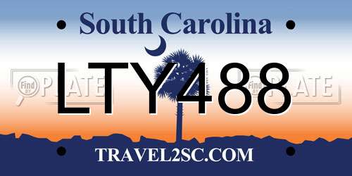 LTY488 South Carolina License Plate