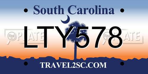 LTY578 South Carolina License Plate