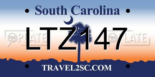 LTZ147 South Carolina License Plate