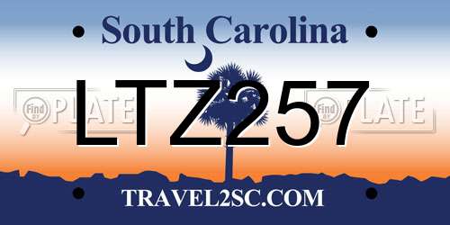 LTZ257 South Carolina License Plate