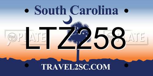 LTZ258 South Carolina License Plate