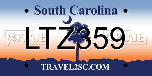 LTZ359 South Carolina License Plate
