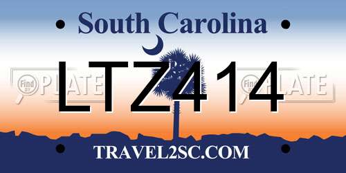 LTZ414 South Carolina License Plate