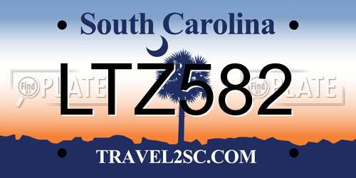 LTZ582 South Carolina License Plate