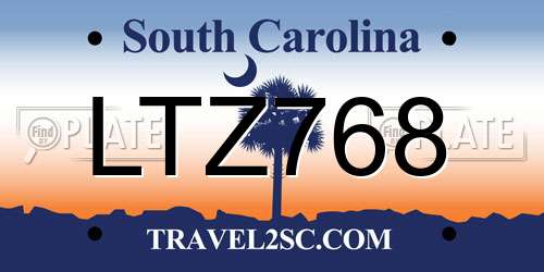 LTZ768 South Carolina License Plate