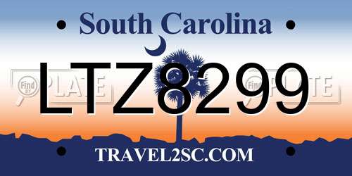 LTZ8299 South Carolina License Plate