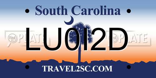 LU0I2D South Carolina License Plate
