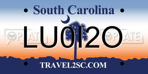LU0I2O South Carolina License Plate
