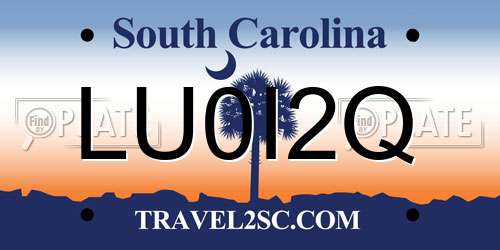 LU0I2Q South Carolina License Plate