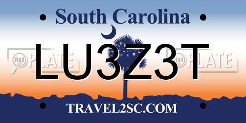 LU3Z3T South Carolina License Plate