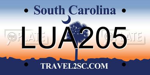 LUA205 South Carolina License Plate