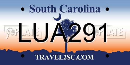 LUA291 South Carolina License Plate