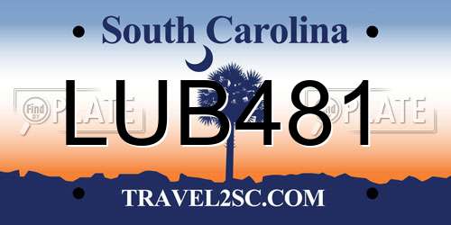 LUB481 South Carolina License Plate