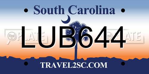 LUB644 South Carolina License Plate