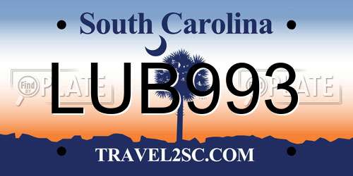 LUB993 South Carolina License Plate