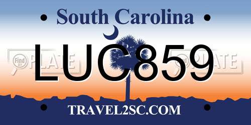 LUC859 South Carolina License Plate