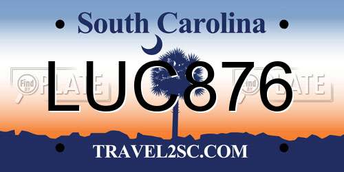 LUC876 South Carolina License Plate