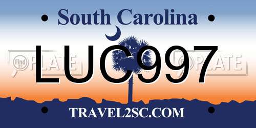 LUC997 South Carolina License Plate