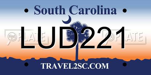 LUD221 South Carolina License Plate