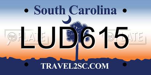 LUD615 South Carolina License Plate