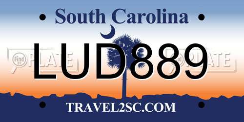 LUD889 South Carolina License Plate