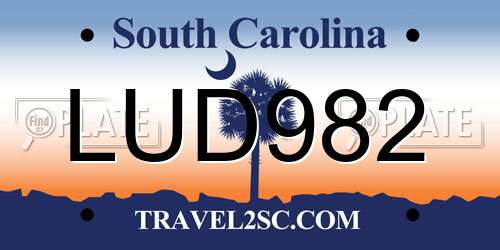 LUD982 South Carolina License Plate