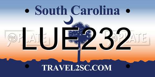 LUE232 South Carolina License Plate