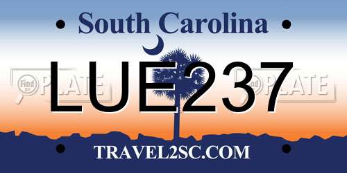 LUE237 South Carolina License Plate