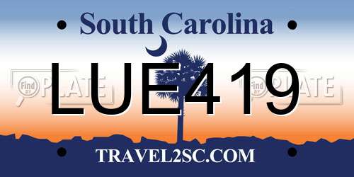 LUE419 South Carolina License Plate