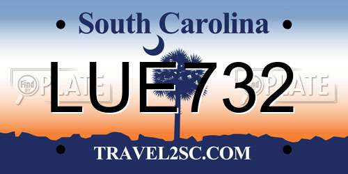LUE732 South Carolina License Plate