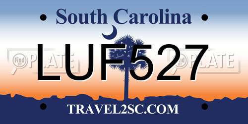 LUF527 South Carolina License Plate