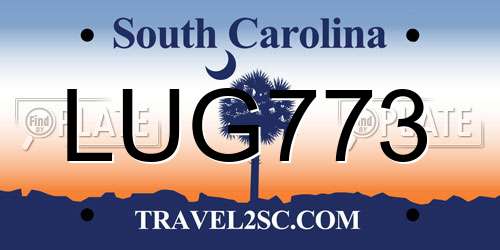 LUG773 South Carolina License Plate