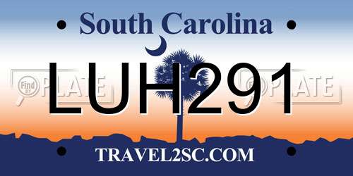 LUH291 South Carolina License Plate